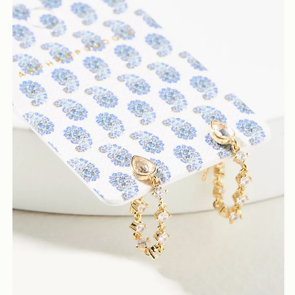 Anthropologie Raindrop Chain Hoop Earrings